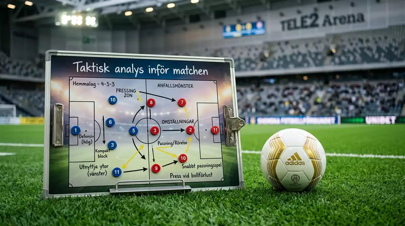 Taktiktavla och VM-boll som illustrerar Sveriges avgörande scenarier i grupp F